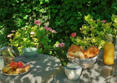 petit déjeuner au jardin